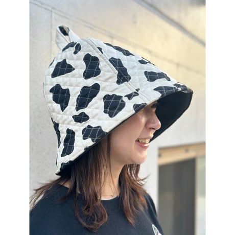 新型!! 牛 🐄 キルト Meets ✅次世代 3層構造 厚手 メッシュ素材 サウナハット ハンドメイド オリジナル商品 男女兼用 ゆったり