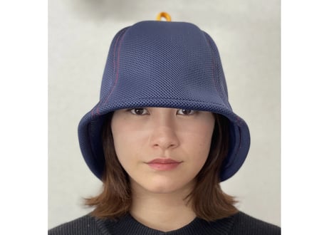 ネイビー 赤ステッチ オレンジ フック!! ✅次世代 ポリエステル・メッシュ素材 特大サイズ!  サウナハット ハンドメイド オリジナル商品 男女兼用 ゆったり