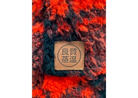 新型🔴⚫チェックボア⚫🔴革タグ バケット サウナハット  Bucket Sauna Hat ボア & メッシュ素材 オリジナル商品 男女兼用