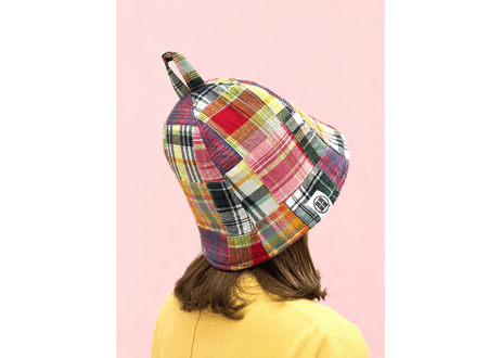 🟥🟨madras check🟨🟥 マドラスチェック パッチワーク トリプル仕立て! 3枚重ね 厚手メッシュ! ✅メッシュ素材 サウナハット  男女兼用 ゆったり