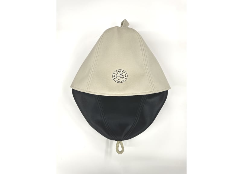 グレージュ ⚪Best Sauna Hat⚪ 小ロゴ 刺繍入り! 厚手 凄い断熱性 L
