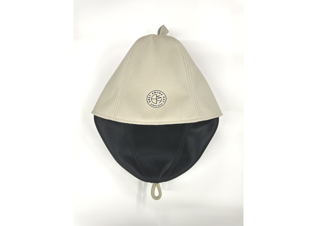 グレージュ ⚪Best Sauna Hat⚪ 小ロゴ 刺繍入り! 厚手 凄い断熱性 L