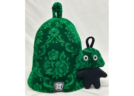 ベストサウナハット　オバケ虚無僧　メッシュ君付き 全刺繍! 強化 🟡アフリカン🟢 虚無僧 両面厚手メッシュ!! 世界初