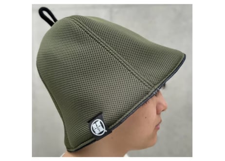デニム 🟢カーキ ✅厚手 次世代 3層構造 メッシュ素材 サウナハット ハンドメイド オリジナル商品 男女兼用 ゆったり