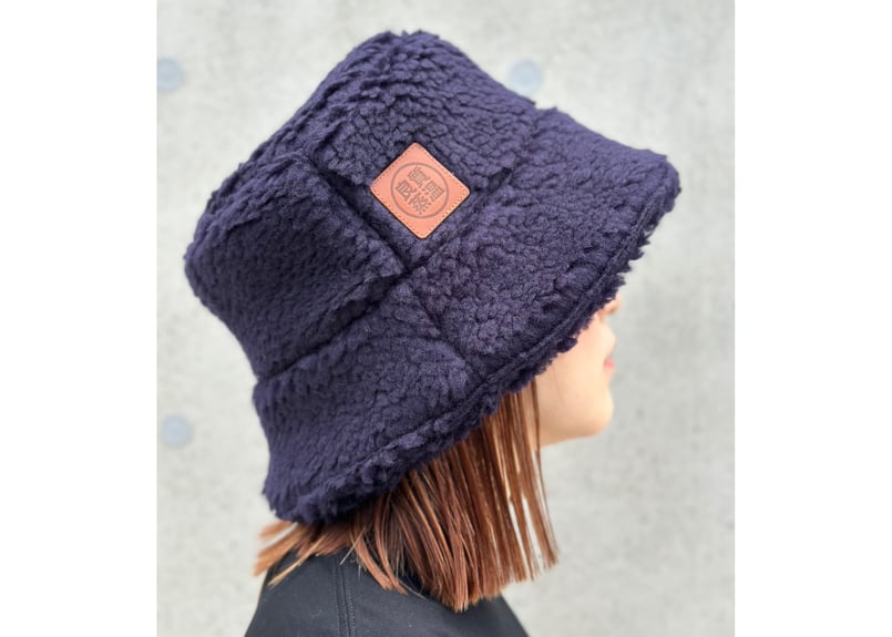 ベストサウナハットボア素材 ネイビー ⚫バケット サウナハット ⚫ Bucket Sauna Hat ボア素材