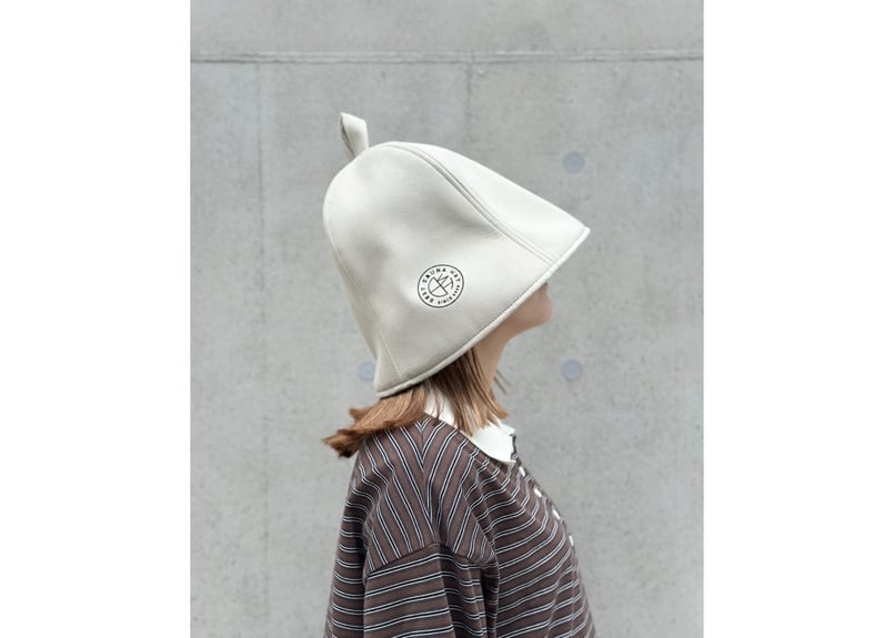 グレージュ ⚪Best Sauna Hat⚪ 小ロゴ 刺繍入り! 厚手 凄い断熱性 L