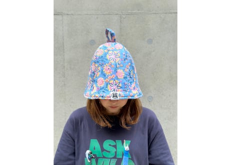 全 3色あり トリプル仕立て! 花柄 ピンク インド綿 キルト Meets ✅次世代 3層構造 厚手 メッシュ素材 サウナハット ハンドメイド オリジナル商品 男女兼用 ゆったり