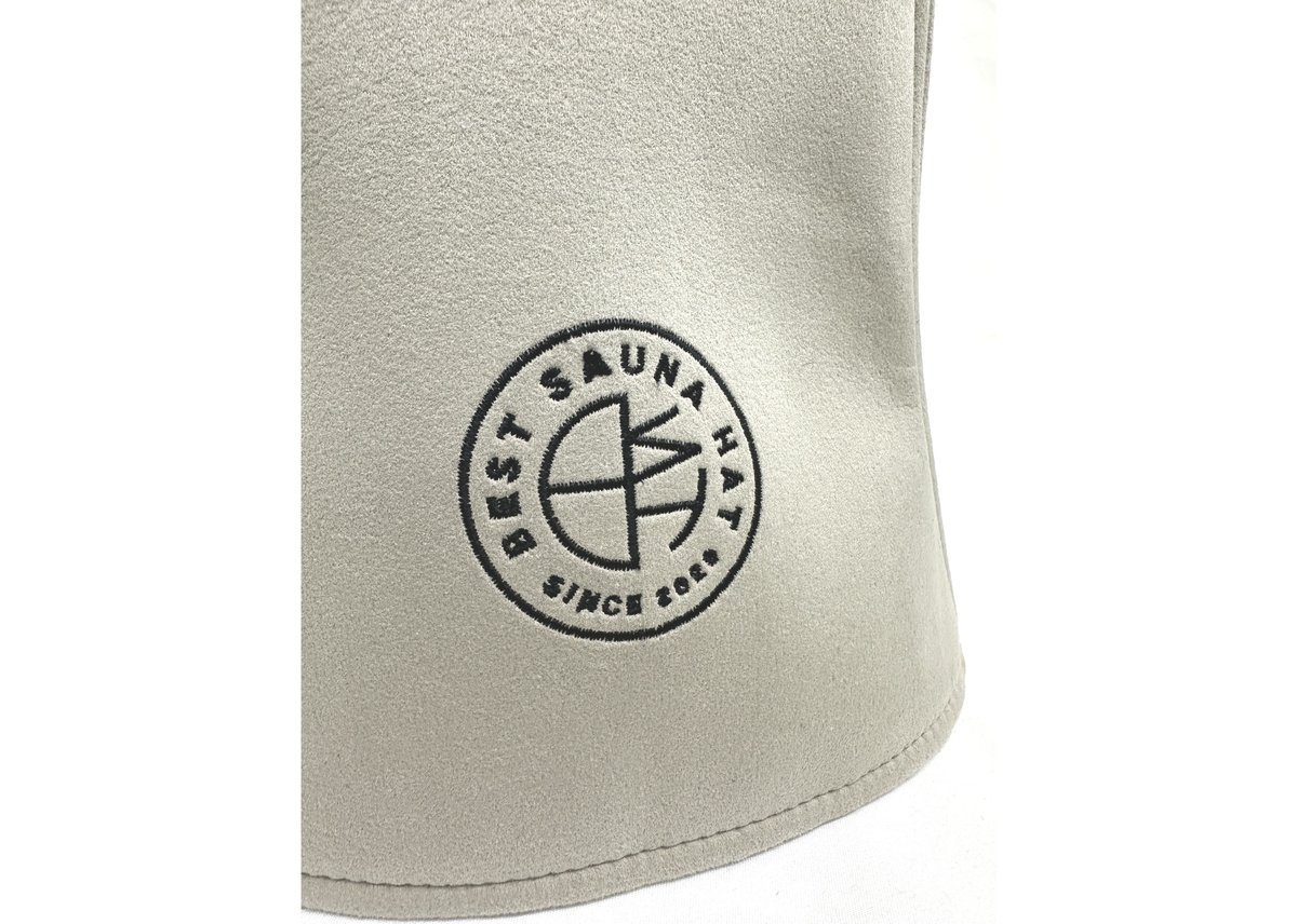 グレージュ ⚪Best Sauna Hat⚪ 小ロゴ 刺繍入り! 厚手 凄い断熱性 L