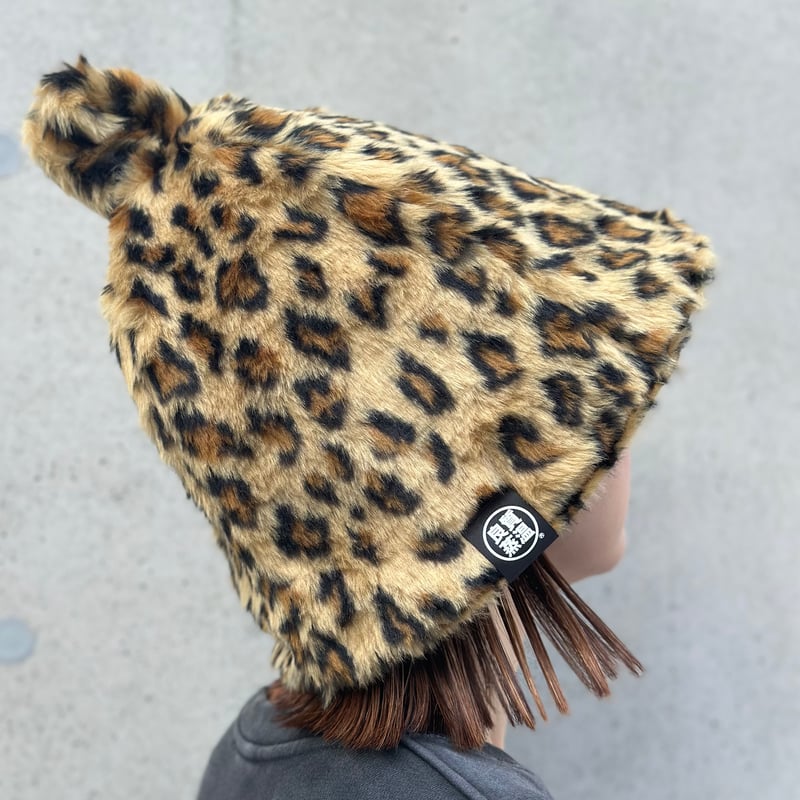 ベストサウナハット 実写版メッシュ君 豹柄 フェイクファー素材