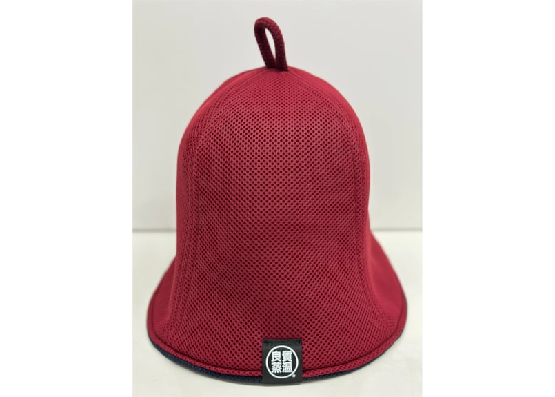 ベストサウナハット フェイク レザー 厚手 Lサイズ ポリエステル・メッシュ素材 ハード ネイビー＆レッド✓ダブル!! 次世代 3層構造