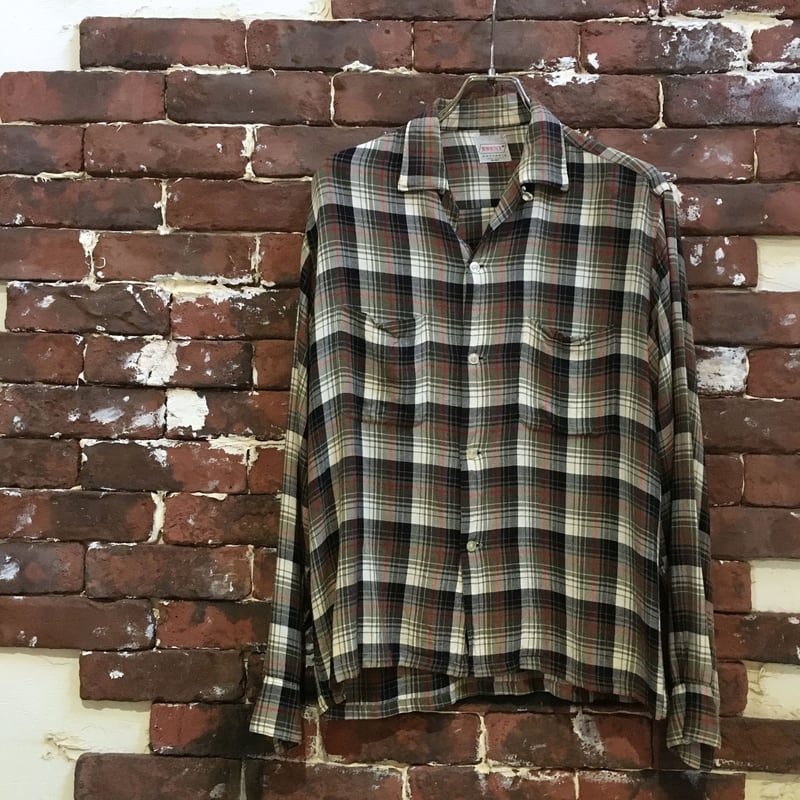 50-60S BRENT SHADOW CHECK RAYON SHIRT | wonderlust 50-60S BRENT SHADOW CHECK RAYON SHIRT | wonderlust