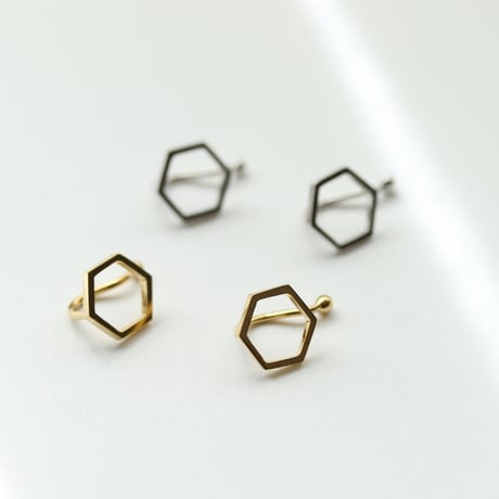 kikkou.小さな六角形のイヤリング(シルバー)【E38-332S】