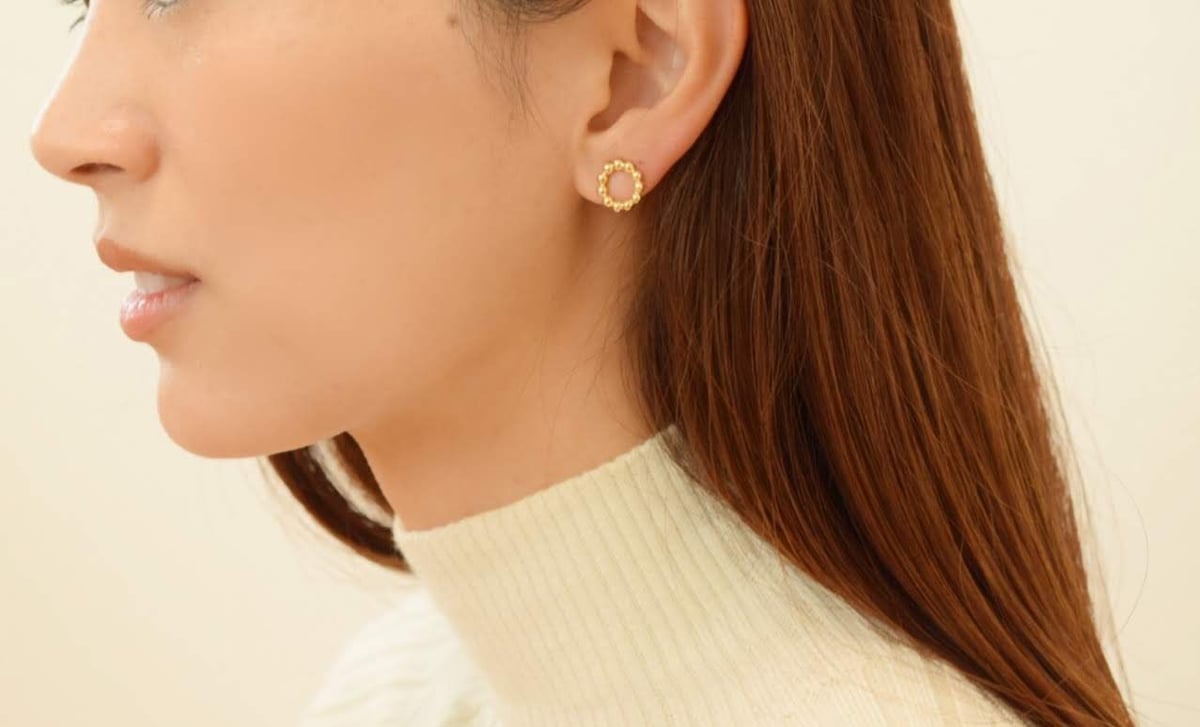 hanamaru.円でつくる花のイヤリング (ゴールド）【E40-332G