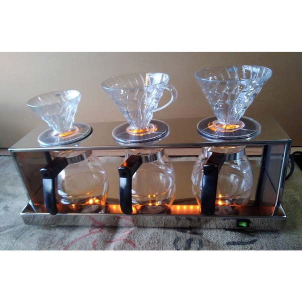 4連珈琲ワーマー（保温機）ドリッパー台付きイルミネーション・ろ紙台