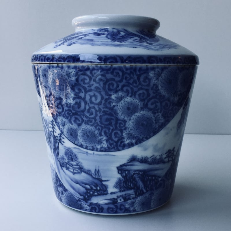 随心堂】四郎作 釉裏紅紫陽花 壺 元箱付き 工芸品 陶芸 時代物 - 陶芸