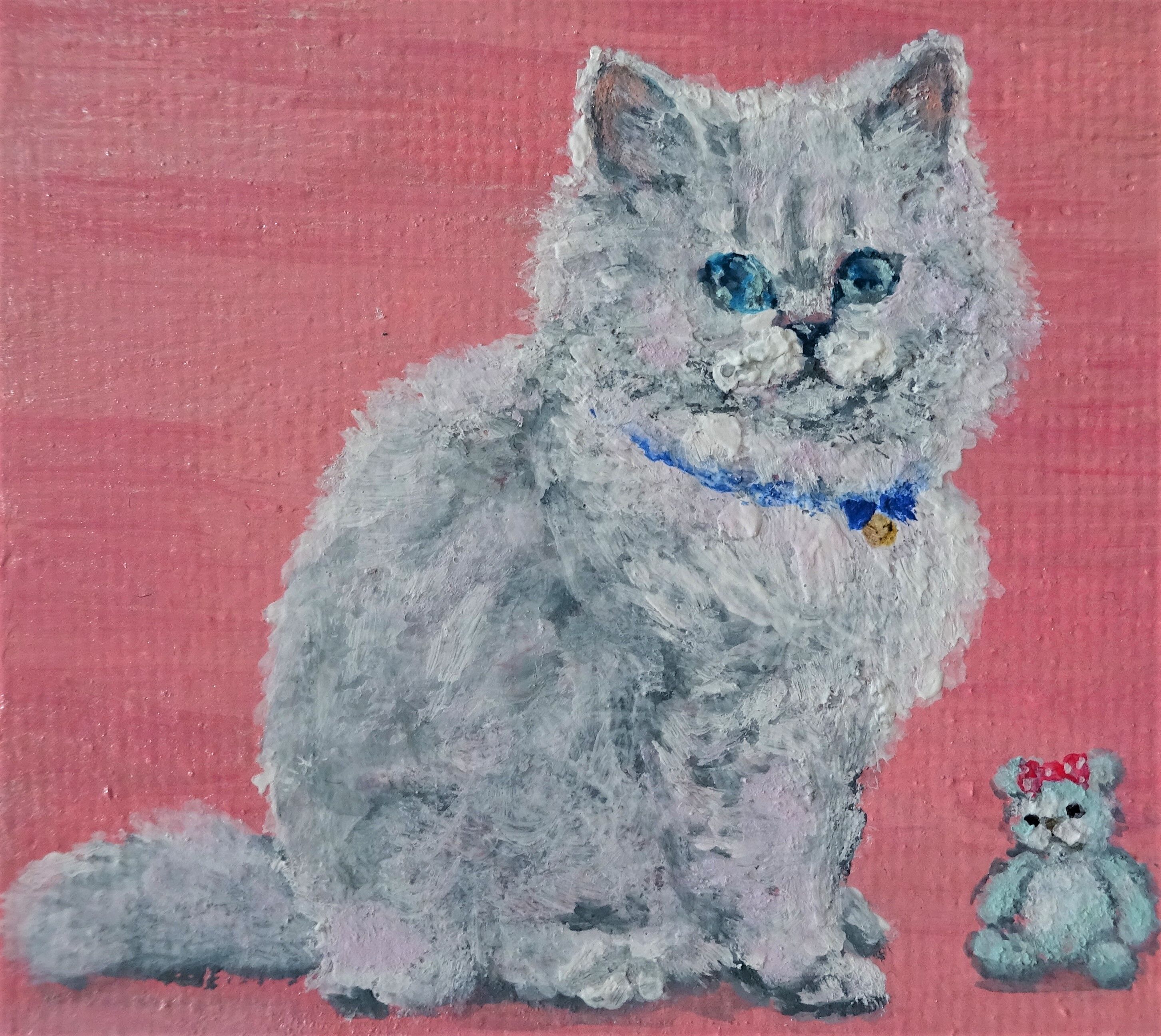 原画☆キャンバスF20【子猫たちのソファーでの幸せな瞬間に属する】 original