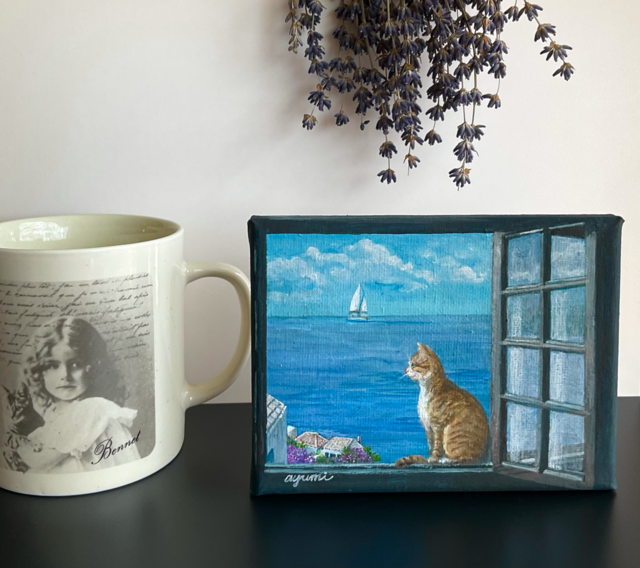 小さな猫の絵・ミニキャンバス【良き日】 | ANANDA