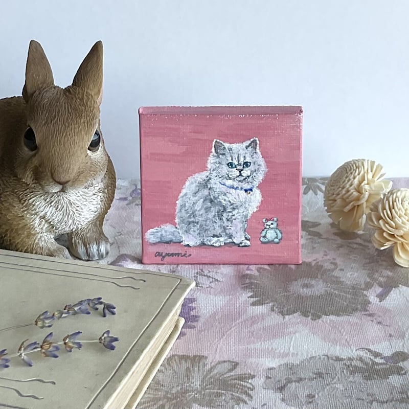 小さな猫の絵・プチキャンバス【巻き毛の彼女】 | ANANDA