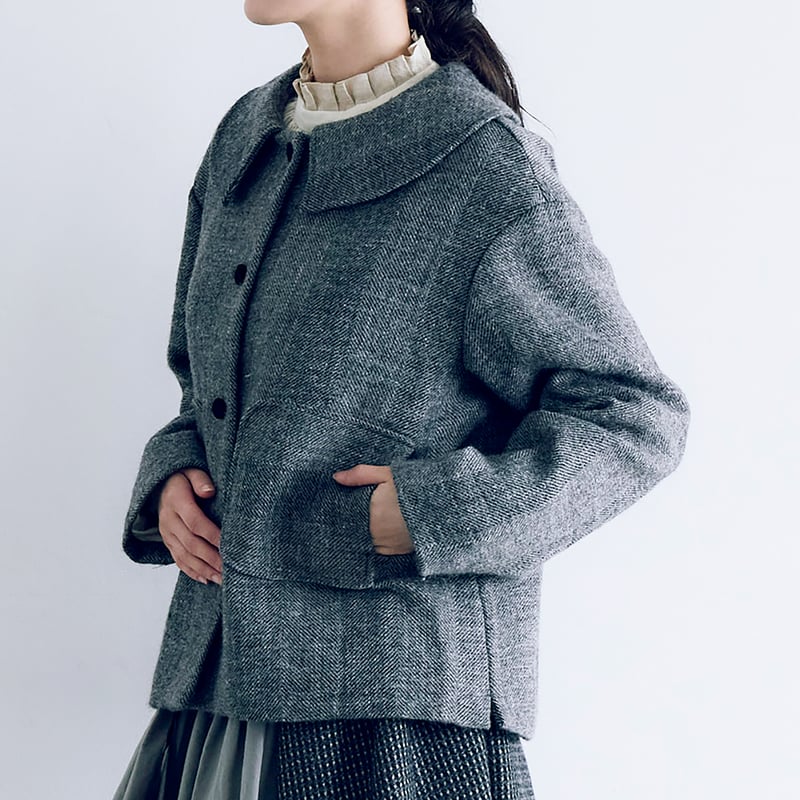 再入荷/完売しました＞シェットランドウールリネン・フラットカラー