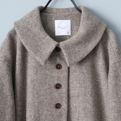 ＜完売しました＞トラディショナルウール・フラットカラーコート／ベージュ