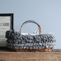 ＜7月30日再販／WEB限定販売＞Handspun Asymmetry Fray Basket  カゴバッグ／グレイ