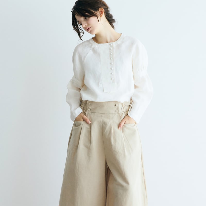 ハイカウントコットンリネン・コクーンパンツ／ベージュ | MAGALI