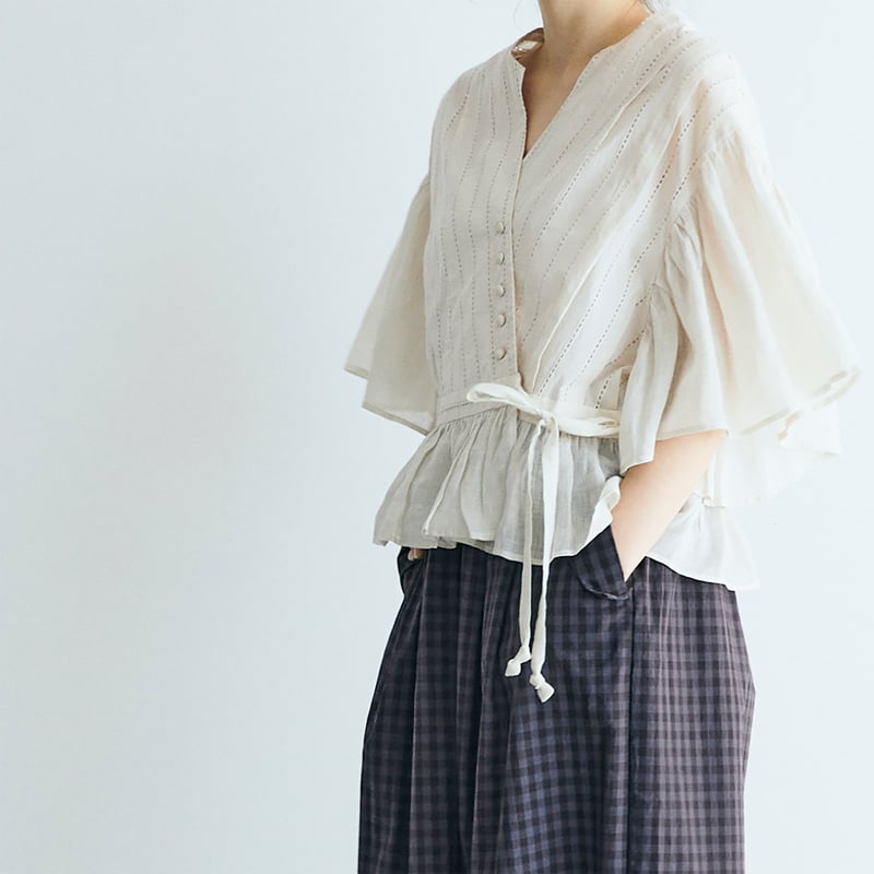 完売しました＞コットンレース・カシュクールブラウス／アイボリー