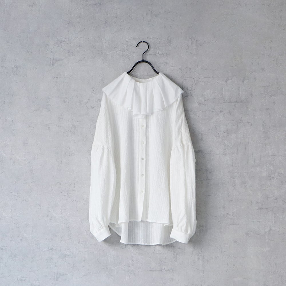 ✨美品✨MAGALI コットンダンテルフリルブラウス ストライプ ギャザー 上品 MAGALI ストライプコットンサイドボタンブラウス – SAKURA CAFE