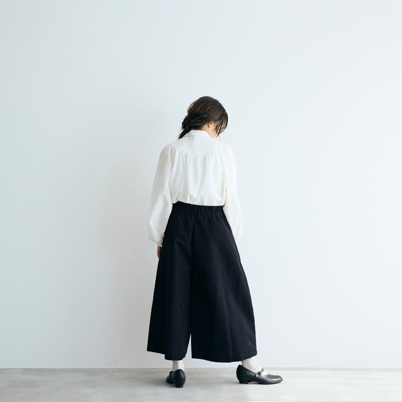 完売しました＞ハイカウントコットンリネン・コクーンパンツ／ブラック