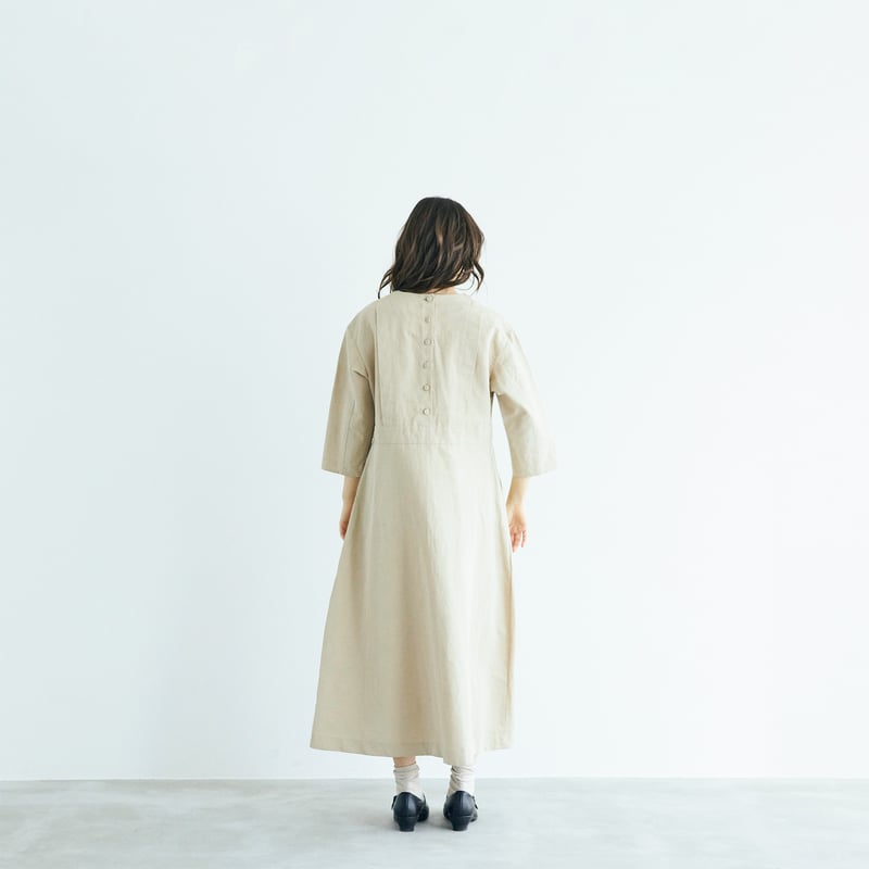 ハイカウントコットンリネン・グレースドレス／ベージュ | MAGALI