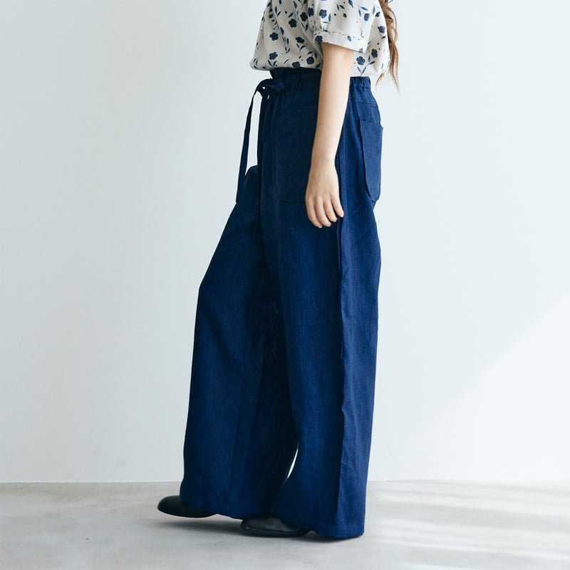 完売しました＞インディゴリネン・ロングパンツ／ネイビー | MAGALI
