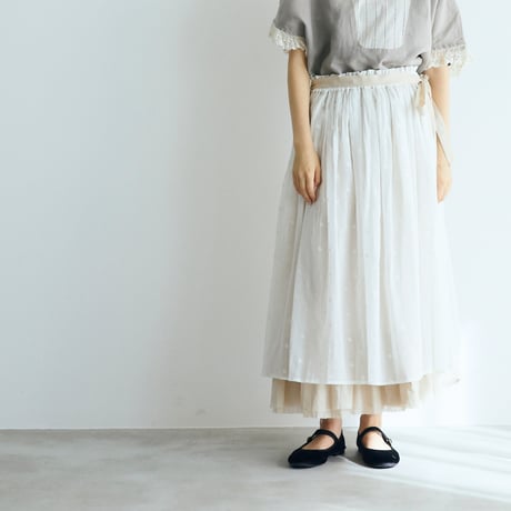 MAGALI 　 硫化染めコットン・ギャザースカート／アイボリー　新品 MAGALI