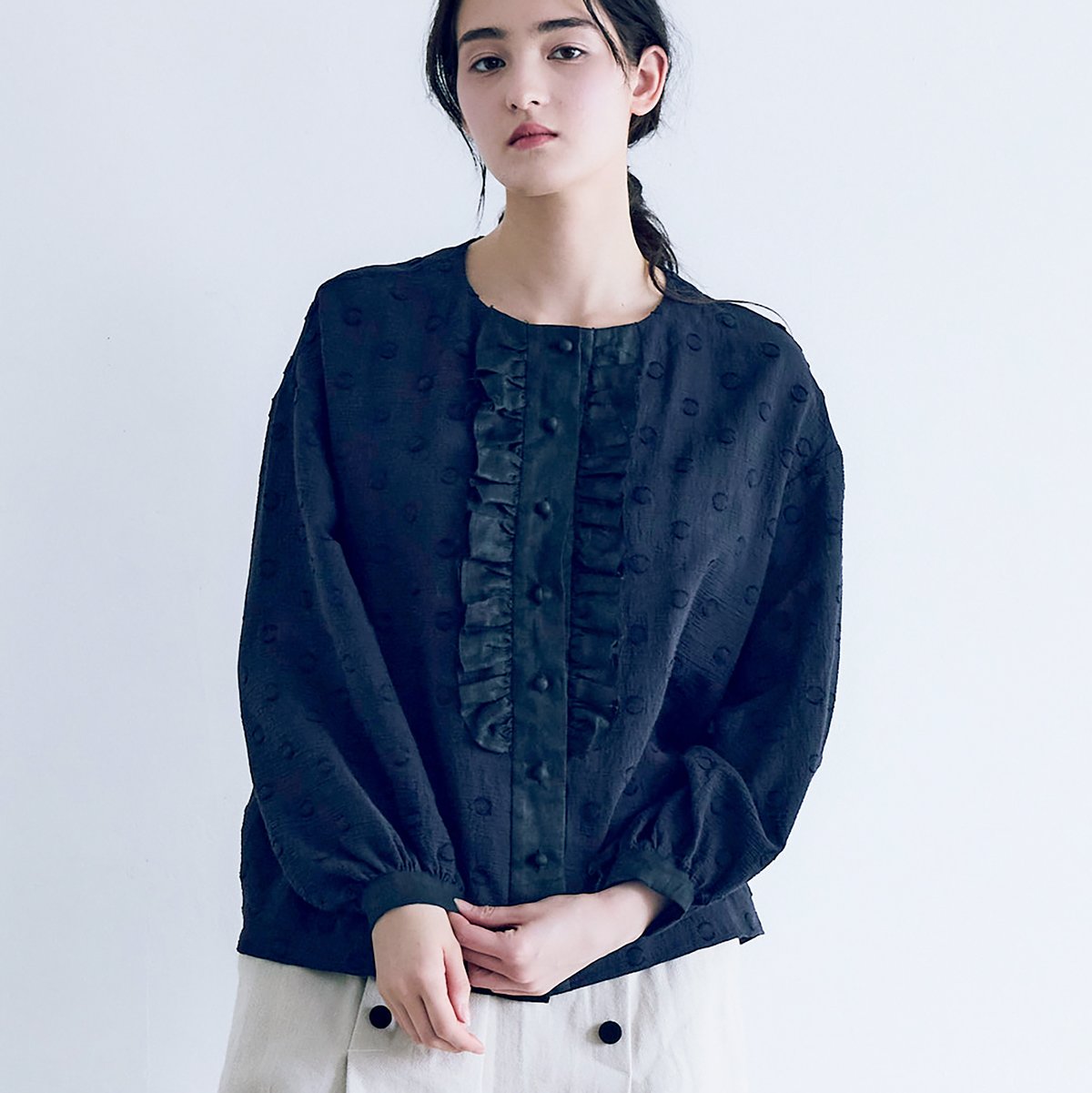 MAGARI マガリ コットン スノードット フリル ブラウス MAGARI マガリ コットン スノードット フリル ブラウス コットン