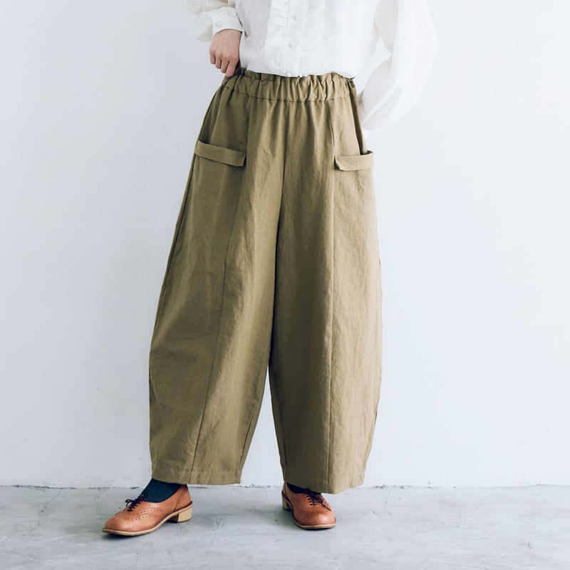 完売しました＞コットンリネンアンティークキャンバス・フラップパンツ