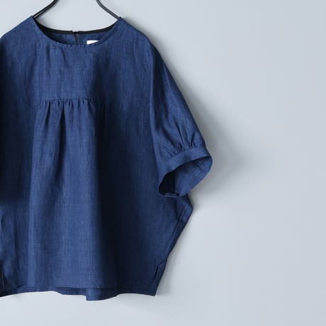 Indigo linen roomy blouse  インディゴリネン・ルーミーブラウス／ネイビー