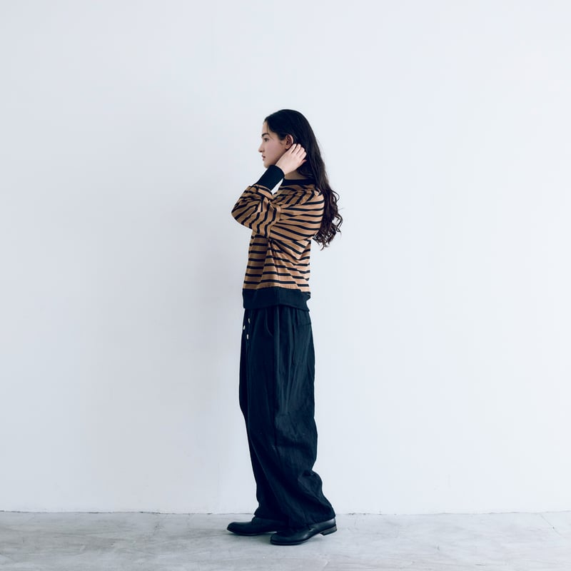 完売しました＞ハイゲージコットン・バスクボーダーカットソー ／モカ