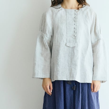 新品❗MAGALI シャンブレーリネン ファーマー プルオーバー トップス 極美品 MAGALIマガリシャンブレーリネン・ファーマー・プルオーバー