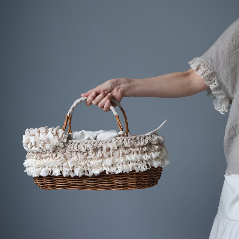 WEB限定販売＞Handspun Asymmetry Fray Basket カゴバッグ／