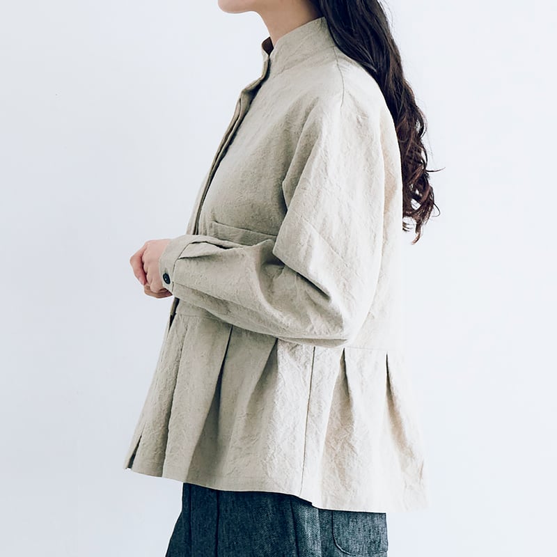 コットンリネン・アンティークキャンバス・ハイネックジャケット