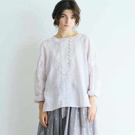 ＜完売しました＞シャンブレーリネン・ぺザントプルオーバー／ピンク