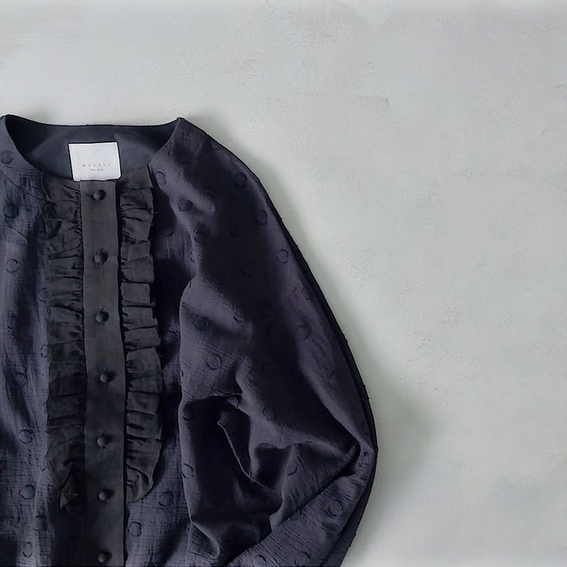 MAGARI マガリ コットン スノードット フリル ブラウス MAGALI | コットンスノードット・フリルブラウス (ホワイト