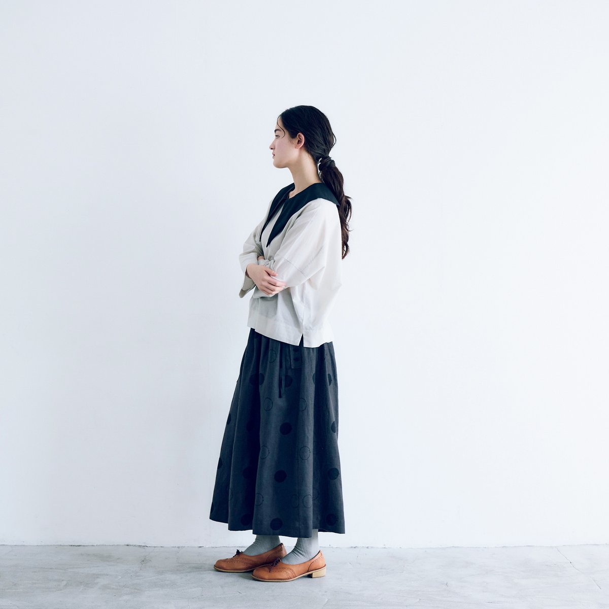 完売しました＞コットンシルク・ビッグカラープルオーバー／ペール