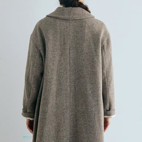 ＜完売しました＞トラディショナルウール・フラットカラーコート／ベージュ
