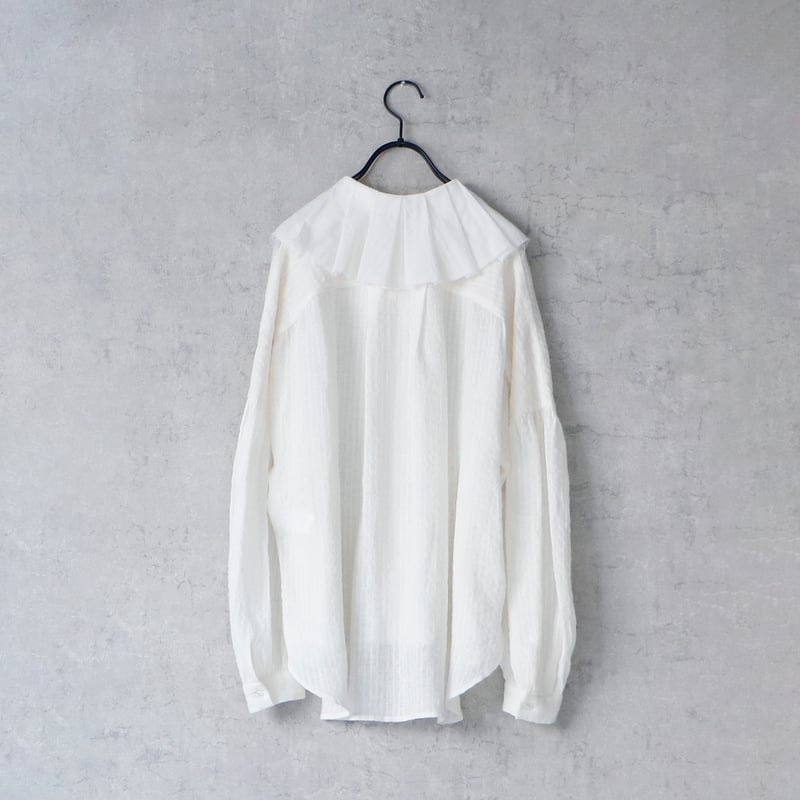 ストライプリネン・アンティークカラー・ブラウス／オフホワイト