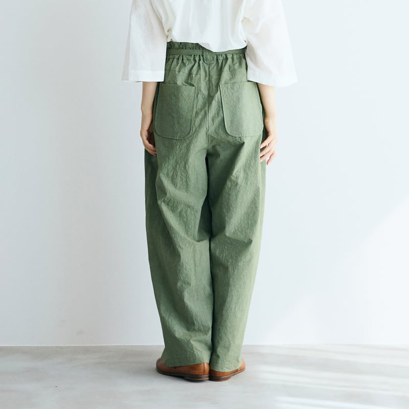 完売しました＞コットンリネン・ファナージュ・ロングパンツ／カーキ