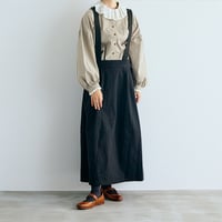 キャンバスコットンリネン・サスペンダースカート／ブラック