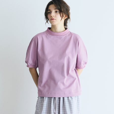 ＜完売しました＞コットン天竺・ギャザースリーブ・カットソー／パープル