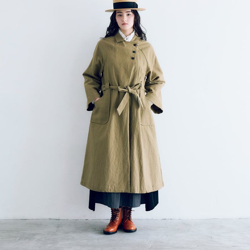 再入荷＞コットンリネン・アンティークキャンバス・トレンチ