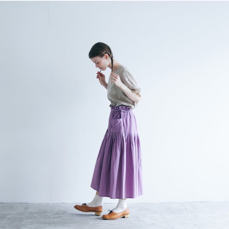 コットンドビー・ティアードスカート／パープル | MAGALI