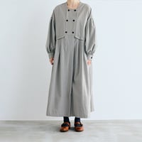 オールドコットン・ダブルボタンワンピース／グレイ
